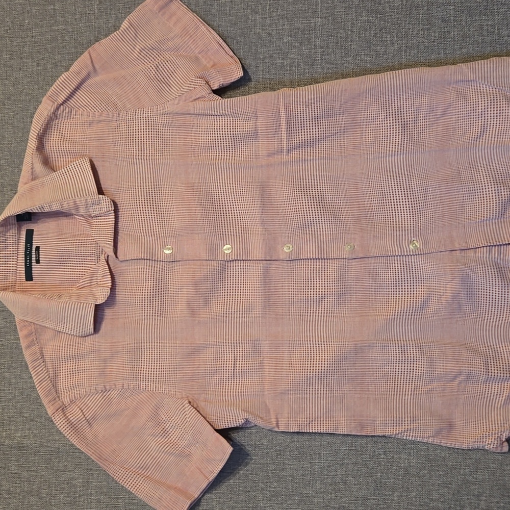 Perry Ellis Red/White Check Pattern Button Down Shirt
